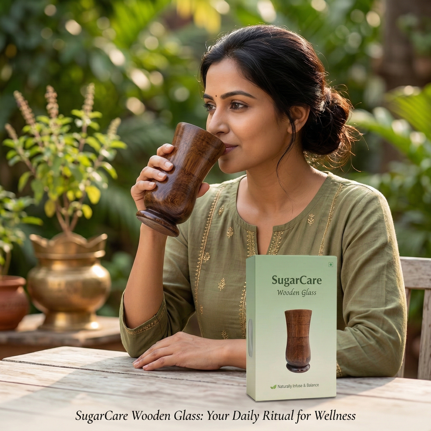 Ayurvedic Glass| Sugar Vijaysar Wood Glass Herbal Tumbler